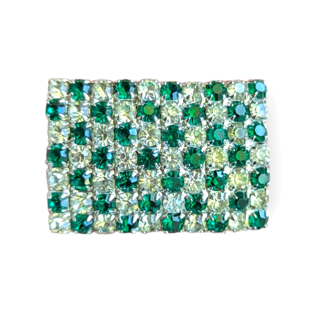 Costume Jewelry Brooch Faux Emerald and Faux Diamond